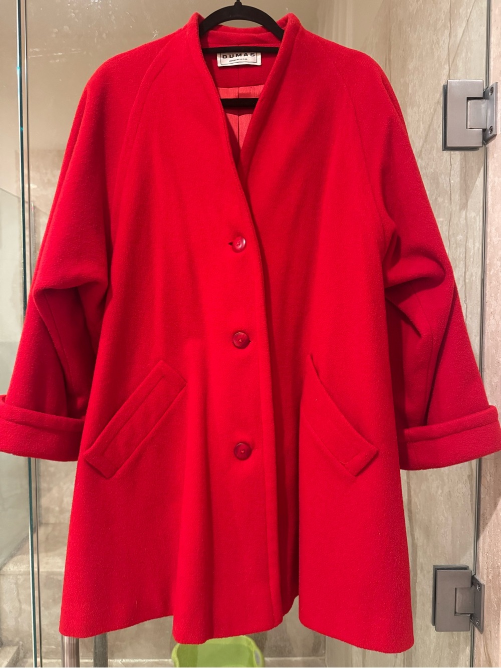 Red Single-Breasted Wool Pea Coat